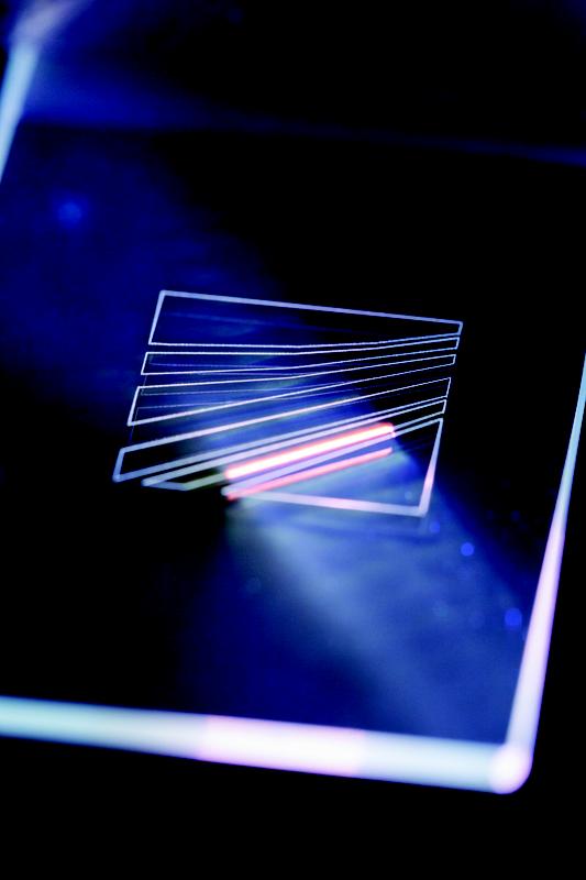 Creating microstructures on glass using an ultrafast laser.