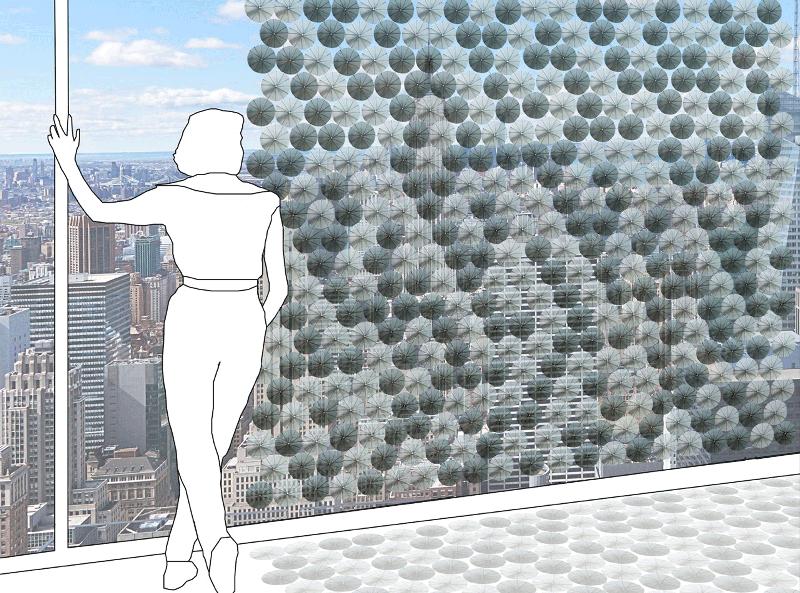 The façade element operates using integrated shape-memory alloys and so doesn’t require an external power source. 