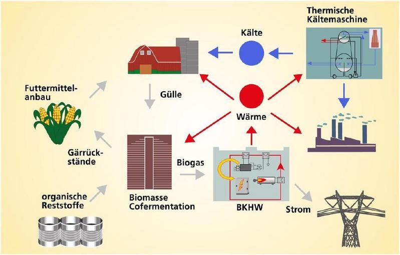 Integrierte Energieversorgung eines landwirtschaftlichen Betriebes und eines Industrieunternehmens auf der Basis organischer Reststoffe. ©Fraunhofer