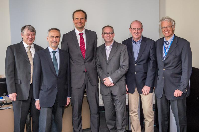 The new and the previous AFNET board members: Michael Näbauer, Günter Breithardt, Paulus Kirchhof, Ulrich Schotten, Andreas Goette, Gerhard Steinbeck