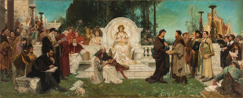 Carl Gehrts: "Die höchste Blüte der Kunst in der Renaissance" (Detail), Öl auf Leinwand, 76,5 x 189 cm, Dr.-Axe-Stiftung, Bonn. 