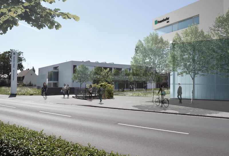 Perspektive auf den geplanten Neubau des Fraunhofer-Technikums auf dem Campus der Hochschule Zittau/Görlitz
