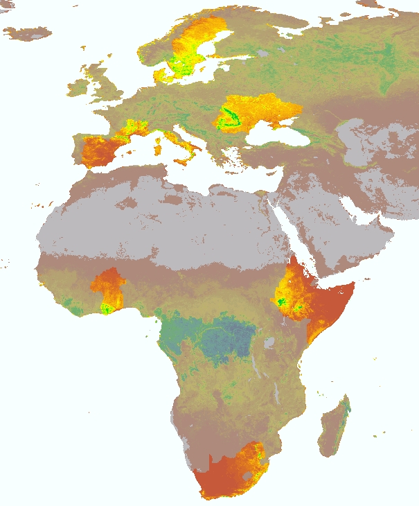 Schlüsselregionen in Europa and Afrika 