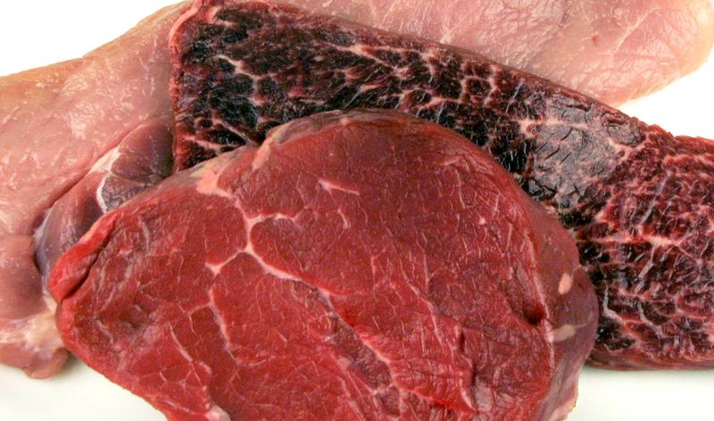 Fleisch von Rind, Lamm und Schwein.