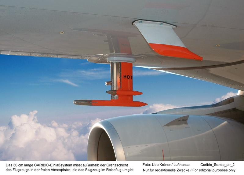 Das für IAGOS-CARIBIC entwickelte Einlasssystem am IAGOS-CARIBIC Airbus.