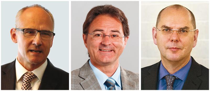 Neu gewählt wurde Prof. Dr. Peter Welzel, in ihren Ämtern zum zweiten Mal bestätigt wurden Prof. Dr. Wolfgang Reif und Prof. Dr. Werner Schneider (v. l. n. r.)