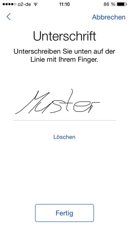 Die Einwilligung zur Studie wird per Unterschrift auf dem Gerät erteilt 
