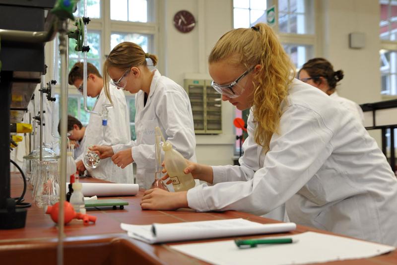 Im Rahmen des Sommerkollegs experimentierten die Schülerinnen und -schüler in Clausthaler Chemie-Instituten.
