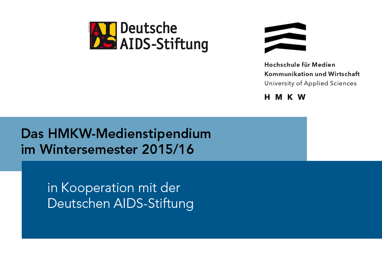 Banner HMKW-Medienstipendium im Wintersemester 2015/16 in Kooperation mit der Deutschen AIDS-Stiftung