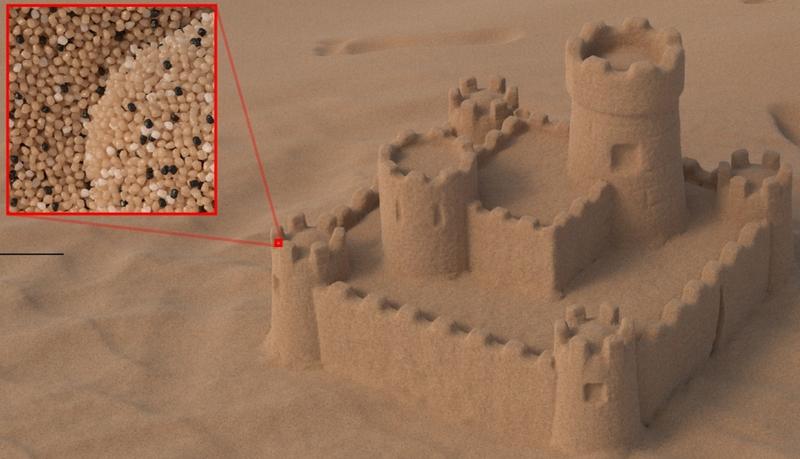Auch eine digitale Sandburg besteht aus Millionen einzelner Körner. Ihre fotorealistische Darstellung per Computer wird nun recheneffizienter.