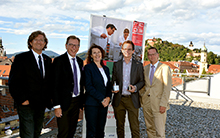 vlnr: Johannes Khinast (RCPE), LR Christian Buchmann (Land Steiermark), Vizerektorin Andrea Hoffmann (TU Graz), Daniel Treffer (MeltPrep), Thomas Klein (RCPE)