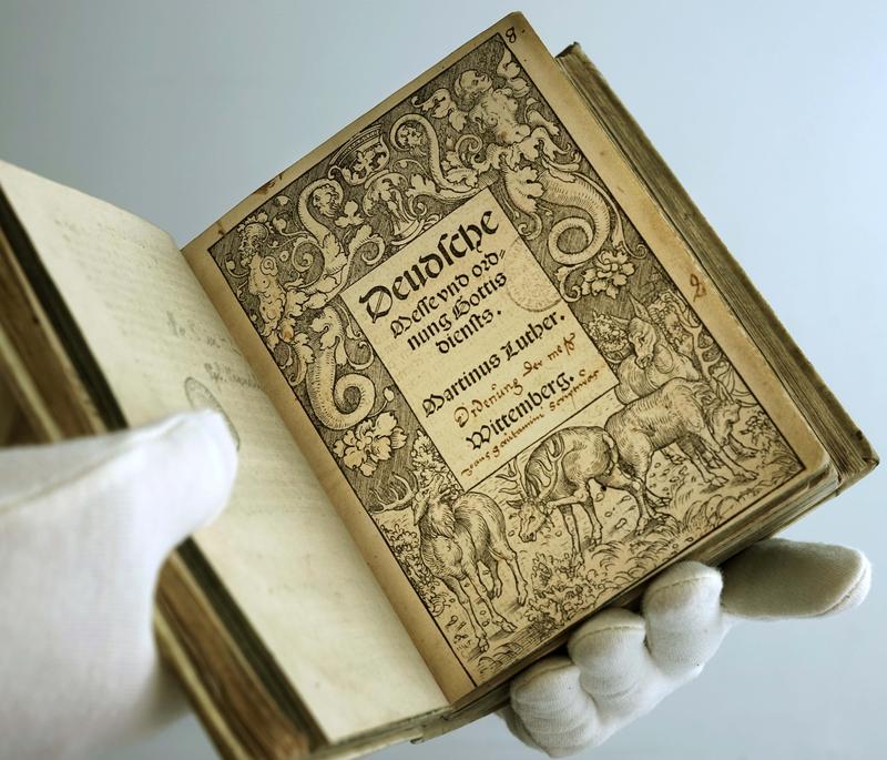 Das Jenaer Exemplar von Martin Luthers "Deutscher Messe" von 1526, das von der UNESCO zum Weltdokumentenerbe erklärt worden ist. 