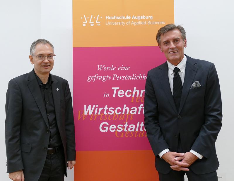 Senatsvorsitzender Prof. Jens Müller (re.), Hochschulratsvorsitzender Roland Kreitmaier (li.)