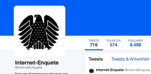 Twitter-Account der "Enquete-Kommission Internet und digitale Gesellschaft" (Deutscher Bundestag 2010-2013)