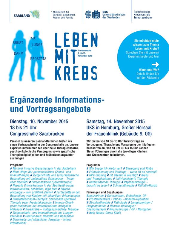 Aktionen des Tumorzentrums am UKS im Rahmen der Themenwoche