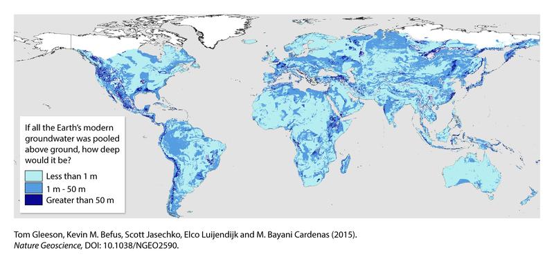 Model: The amount of 23 million cubic kilometers of groundwater is enough to cover the global land surface in a layer 180 metres deep.