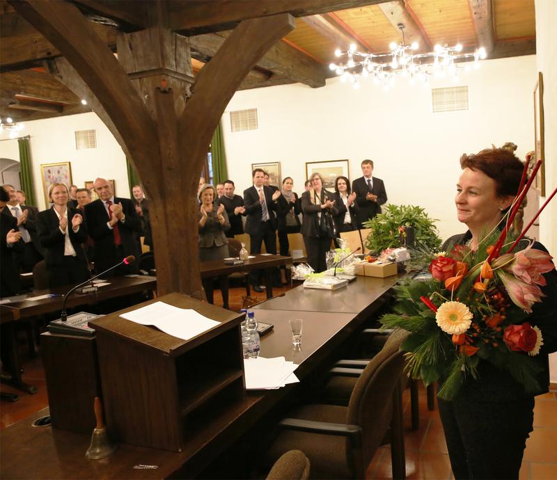 Prof. Dr. Sander nach ihrer Rede im Rahmen ihrer Verabschiedung im Rathaus Riedlingen.