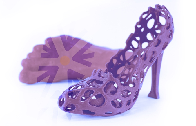 3D-Druck eines Modells für einen passgenauen Damenschuh.