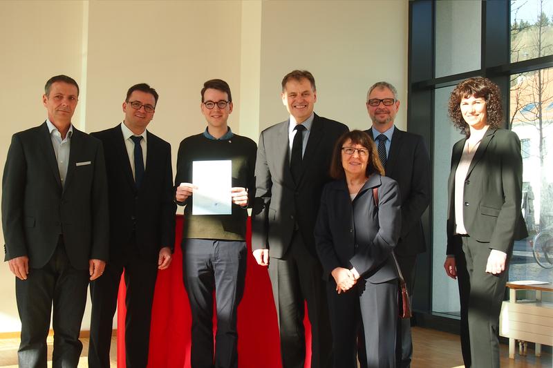 Prorektor Professor Ulrich Schendzielorz, Dr. Joachim Bläse, Barend Visser, Oberbürgermeister Richard Arnold, Dr. Ursula Bilger, Rektor Professor Ralf Dringenberg, Kanzlerin Beate Heilig