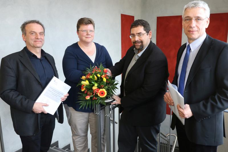 v.l. Dr. Jörg Haasenritter, Phillips Universität Marburg,Anja Diers, Studienkoordinatorin Klinikum Oldenburg, Prof. Dr. Frank Wallhoff, Jade Hochschule, Dr. Andreas Weyland, Klinikum Oldenburg