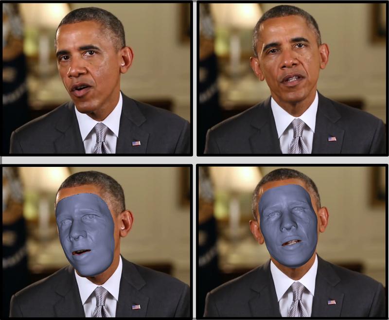Das detaillierte Gesichtsmodell von Barack Obama wurde auf der Basis von nur einer Videoaufnahme erstellt.