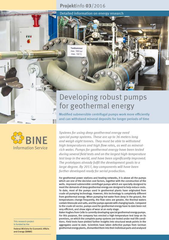 The BINE-Projektinfo brochure "Developing robust pumps for geothermal energy" (03/2016)