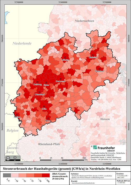 Stromverbrauch aller Haushaltsgeräte in NRW