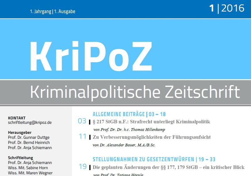 Erste Ausgabe der kriminalpolitischen Zeitschrift KriPoZ 