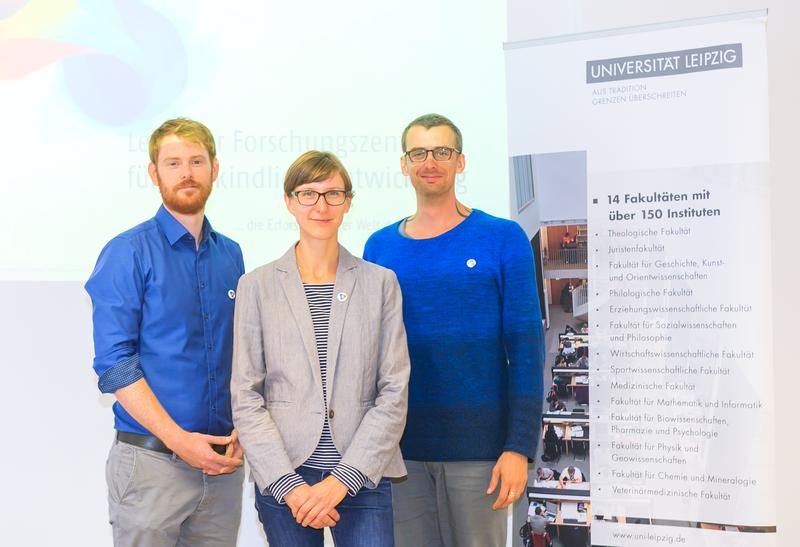 Professoren des Leipziger Forschungszentrums für frühkindliche Entwicklung: Julian Schmitz, Kristina Musholt und Daniel Haun