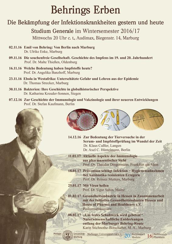 Plakat mit Themen und Terminen zum Marburger Studium Generale im Wintersemester 2016/17