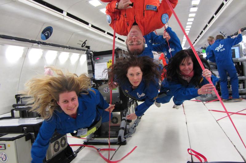 The team of UZH in zero gravity.