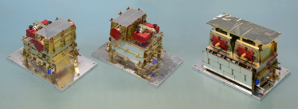 The three sensors from Kiel are ready for space: EPT-HET1 and 2 on the left, and STEP on the right. 