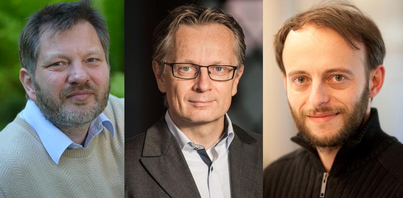 The HITS researchers Tilmann Gneiting, Volker Springel, and Alexandros Stamatakis (from left to right)