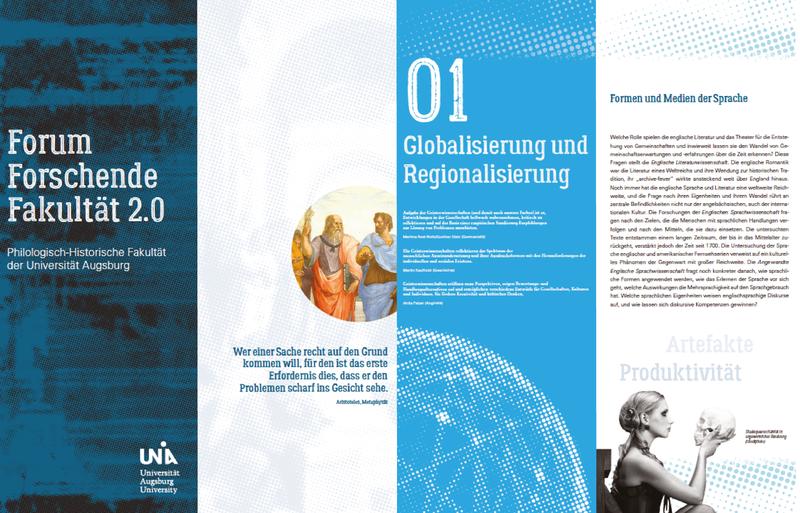 Vier der insgesamt 22 Exponate, mit denen die Geisteswissenschaften der Universität Augsburg im "Forum Forschende Fakultät 2.0" einen repräsentativen Querschnitt ihrer aktuellen Forschung vermitteln