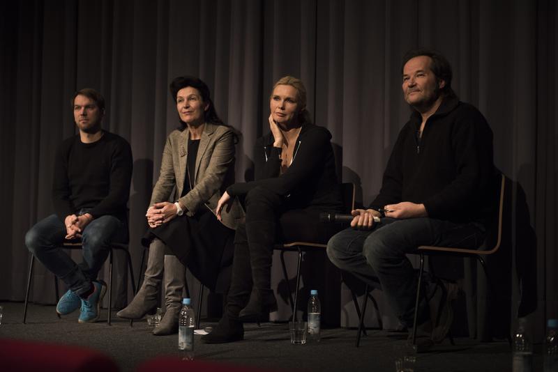 Sven Zellner, Künstlerischer Mitarbeiter der HFF-Kameraabteilung, HFF-Präsidentin Bettina Reitz, Veronica Ferres und Kameramann Peter Zeitlinger