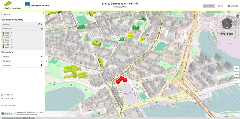 Beispielansicht von Helsinki mit dem Stadtplanungs-Tool LowCarbonCityLab. Helsinki hat das Projekt mitfinanziert. 