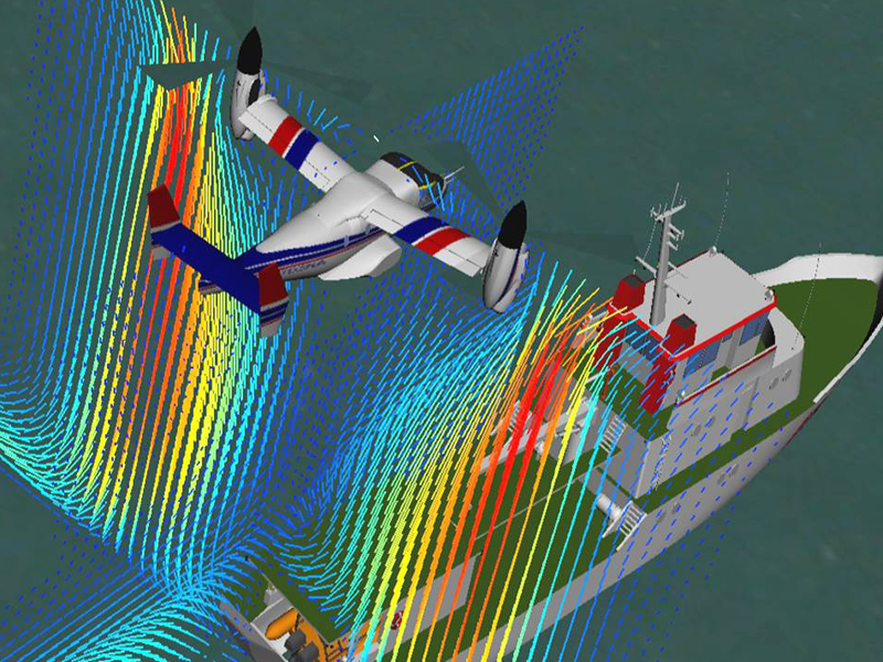 Simulation einer Landung auf dem Schiffsdeck.