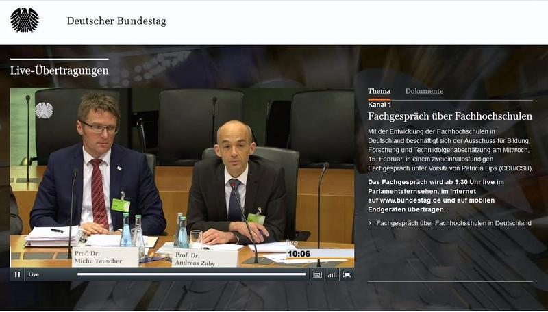Präsident der Hochschule für Wirtschaft und Recht Berlin fordert im Bundestag bundesweite Qualitätsstandards für das Duale Studium 
