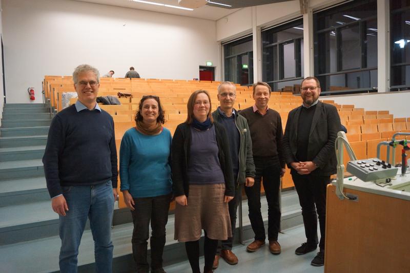 Dr. Juliane Geyer mit der Evaluierungskommission der Universität Potsdam (v.l.n.r.: Prof. Dr. R. Tiedemann, Prof. Dr. J. Joshi, Dr. J. Geyer, Prof. Dr. F. Jeltsch, PD Dr. T. Heinke