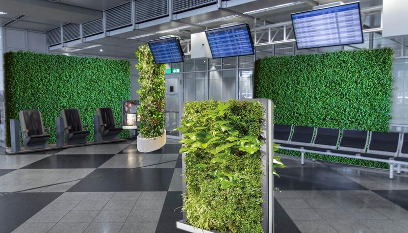 Ein durch Fotomontage simuliertes Bild einer Innenraumbegrünung im Terminal 1 am Flughafen München wurde für die Befragungszwecke verwendet 