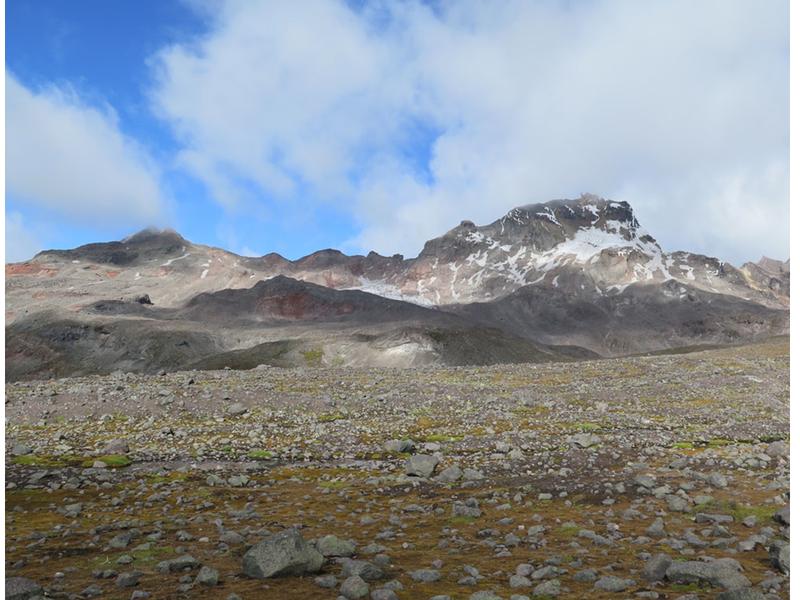 Retreating glaciers on volcano Mount Carihuairazo