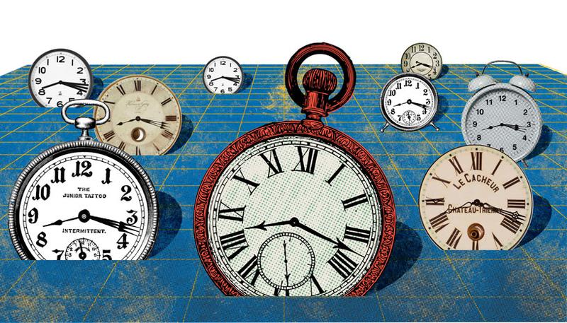 Das idealisierte Bild von Raum und Zeit in Einsteins Allgemeiner Relativitätstheorie ordnet jedem Punkt im Raum eine ideale Uhr zu.