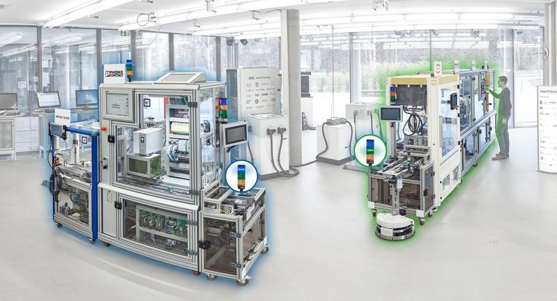 The Industrie 4.0 demo production plant of the SmartFactoryKL consortium uses a dynamic safety concept. The result: The ability to parameterize individual production cells in emergency stops.