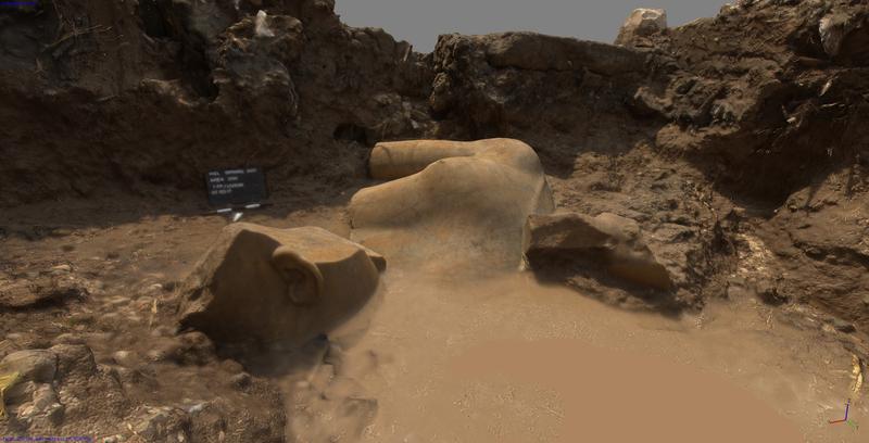 Zuletzt wird die dichte Punktwolke zu einer Oberfläche "vermascht" und mit einer Fototextur versehen. Das 3D-Modell kann nun für Visualisierungen und Untersuchungen verwendet werden.