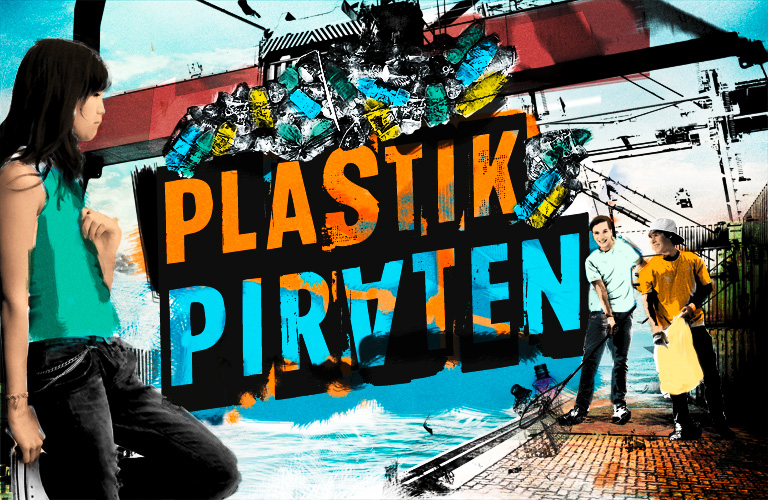 Key Visual zur Aktion "Plastikpiraten - Das Meer beginnt hier!" im Wissenschaftsjahr 2016*17 - Meere und Ozeane