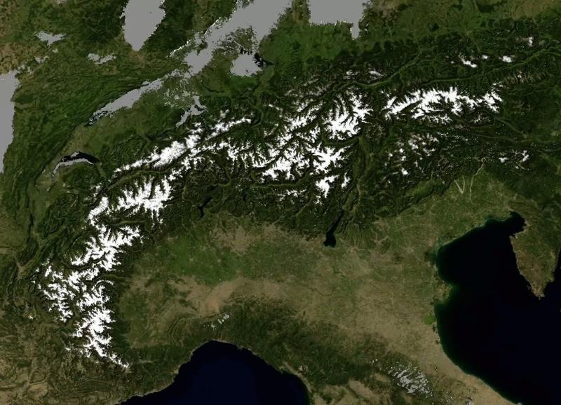 Snow cover in the Alps