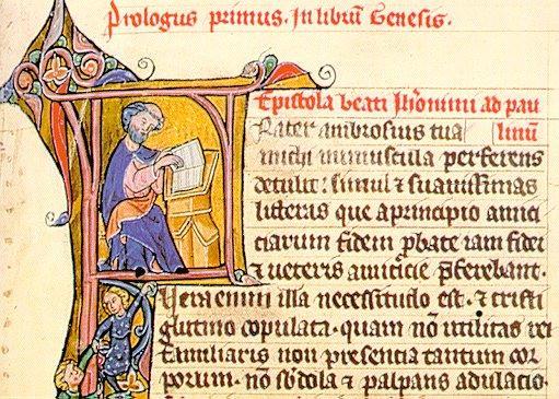 Der Hl. Hieronymus in einer westfälischen Bibelhandschrift aus dem 14. Jahrhundert