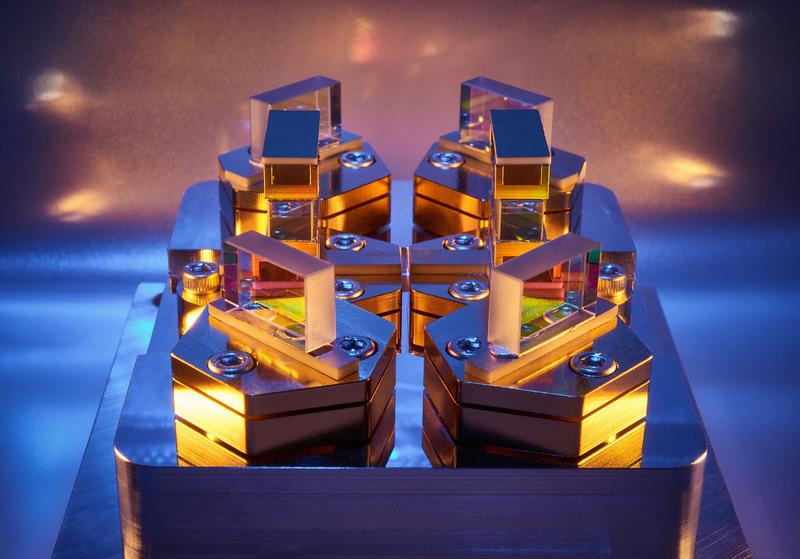 Optisch parametrischer Oszillator in robuster Aufbauweise. Mit diesem Modul wird in der MERLIN-Laserstrahlquelle später die finale Messwellenlänge erzeugt. 