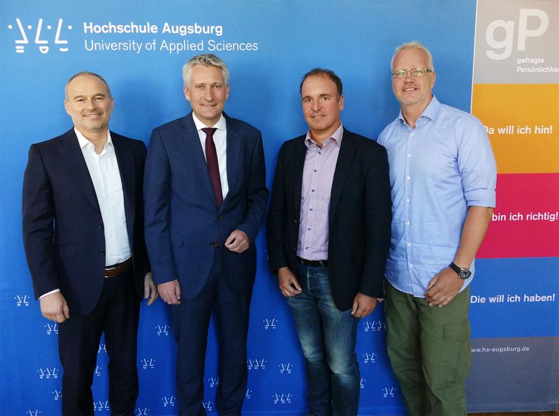 Diskutierten die Chancen und Herausforderung im Bereich Existenzgründung und Digitalisierung: Prof. Dr. Gordon Thomas Rohrmair, Hansjörg Durz, Stefan Schimpfle und Prof. Dr. Norbert Gerth. 