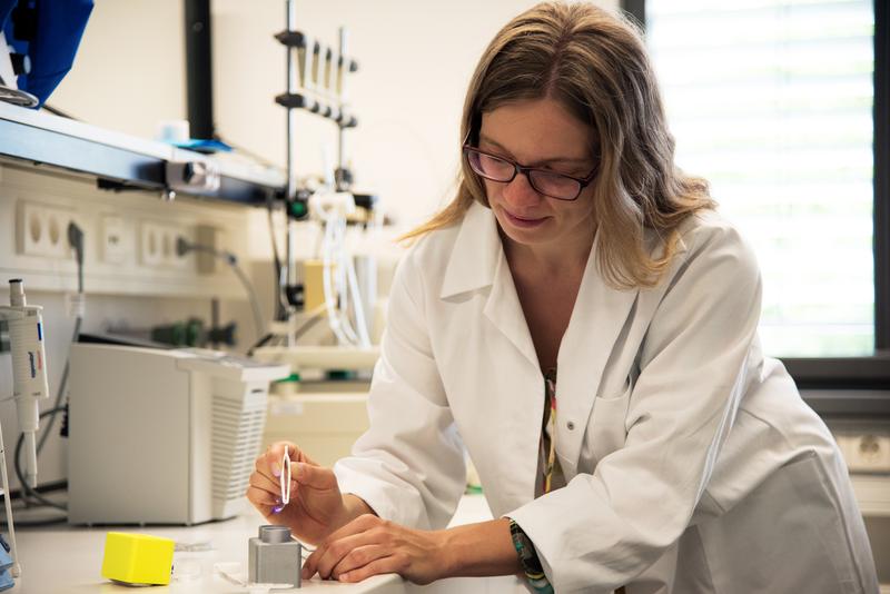 Katharina Hönes, Doktorandin im Labor für Apparative Biotechnologie der Hochschule Ulm, entwickelte eine neue Methode zur Desinfektion von Kontaktlinsen.